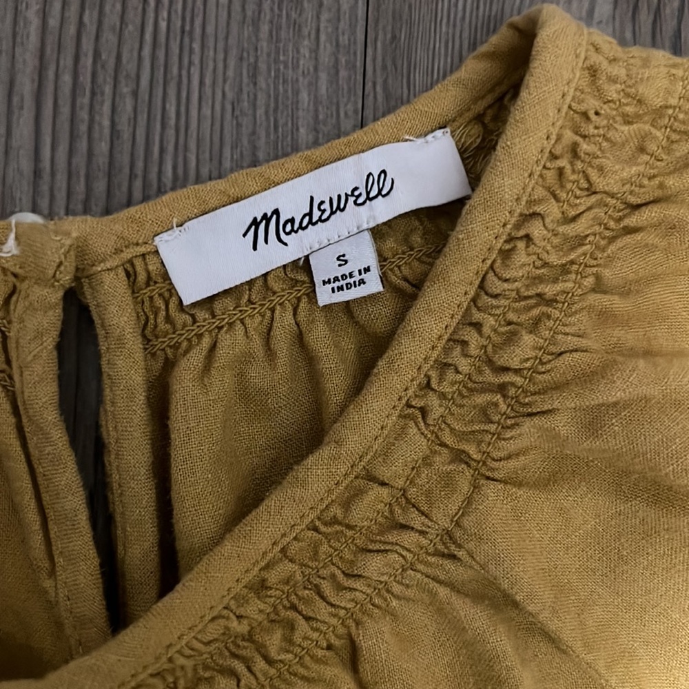 Madewell Yellow Eyelet Peplum Top - Picture 3 of 5